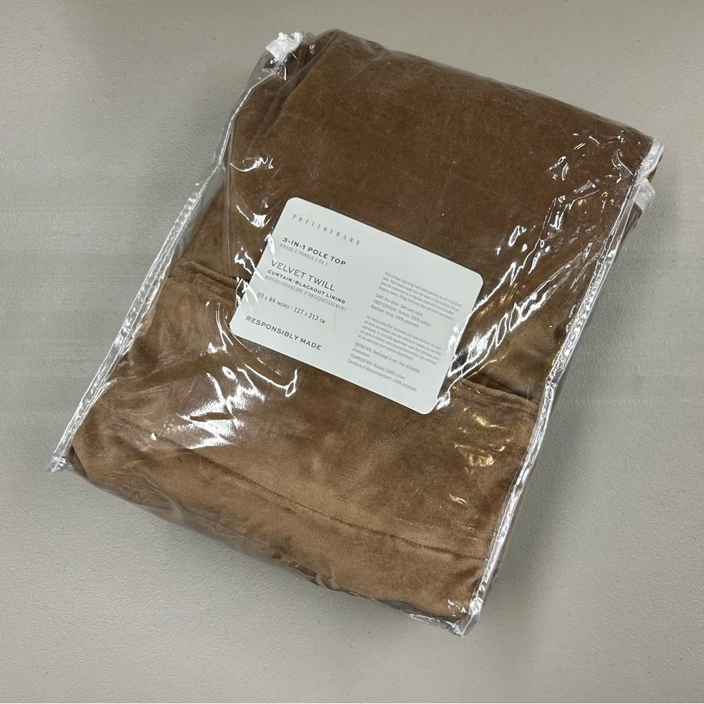 Pottery Barn Velvet Twill Blackout Curtain Window Panel Cognac 50